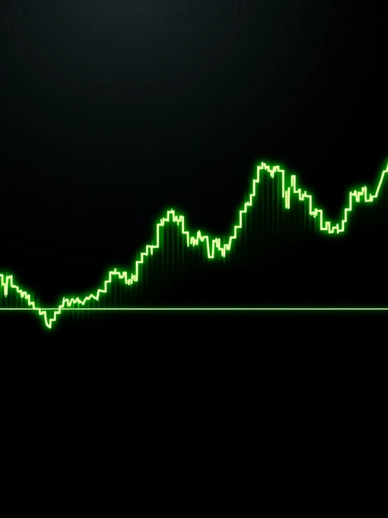 A technical financial graph showing a downward trend stabili