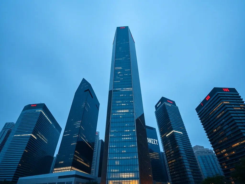A minimalist wide shot of a modern Singapore business distri